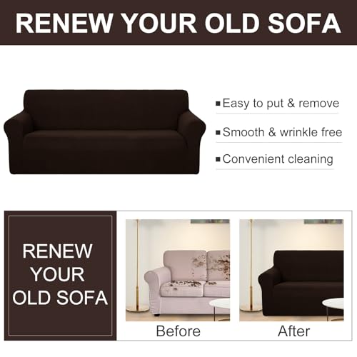 4 Seater Stretch Couch Cover for 3 Cushion Sofa (Chocolate / Xxl Sofa)