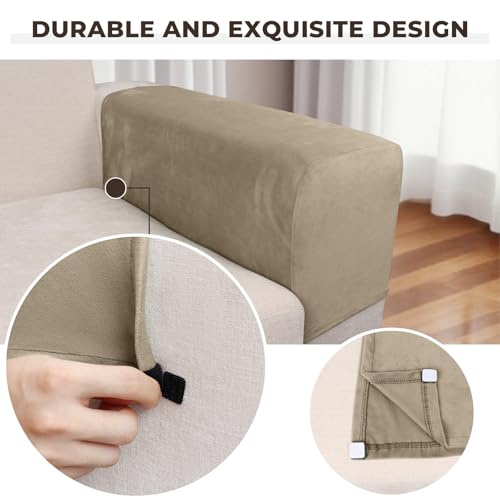 Couch Arm Covers 2 Pcs Sofa Armrest Covers Stretch Couch (Leather Brown / 2PC Armrest Cover)