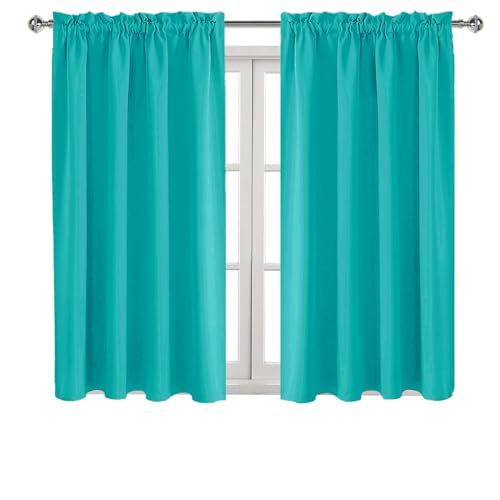 Blackout Curtains for Bedroom Living Room 52 x 45 Inch Long 2 Panels (Peacock Blue / 52"W x 45"L (Pack of 2))