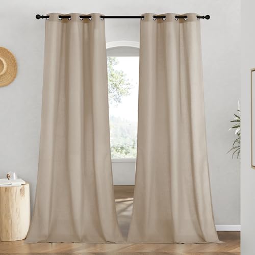 Linen Taupe Window Curtains 84 inches Long (Taupe / 42"W x 84"L (Pack of 2))