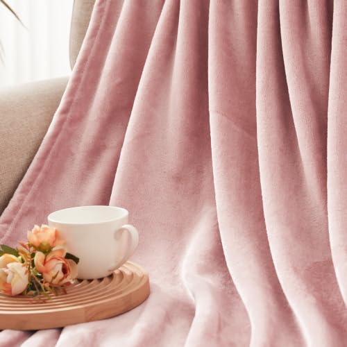 Soft Fleece Throw Blanket for Couch (Dusty Pink / Throw (50" x 60"))