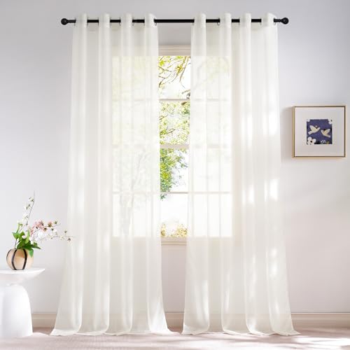 Natural Sheer Bedroom Curtains 84 Inches Long (Natural / 54"W x 84"L (Pack of 2))
