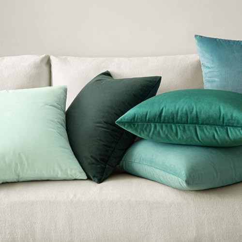 26x26 Inch Pack of 2 Euro Velvet Throw Pillow Covers Aqua Green (26" x 26" (Pack of 2) / Aqua Green)