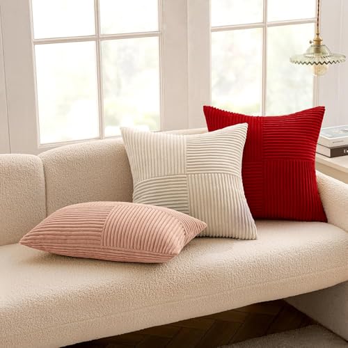 Christmas Red Decorative Throw Pillow Covers for Couch 18x18 Inch (18" x 18" (Pack of 2) / Red)