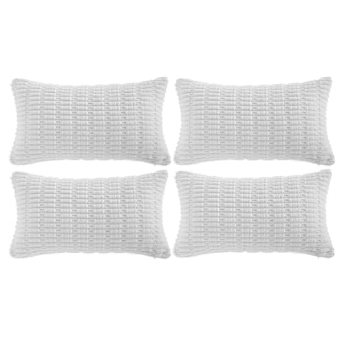 4 Packs Decorative Throw Pillow Covers for Living Room Couch Bed (24" x 16" (Pack of 4) / White)