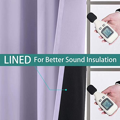 Lilac 100% Blackout Curtains 108 Inches Long for Bedroom 52" Wide (52"W x 108"L (Pack of 2) / Lilac)