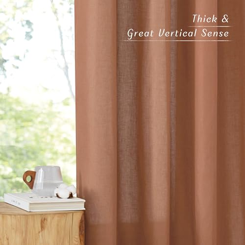 Caramel Linen Curtains for Kitchen (Caramel / 55"W x 90"L (Pack of 2))