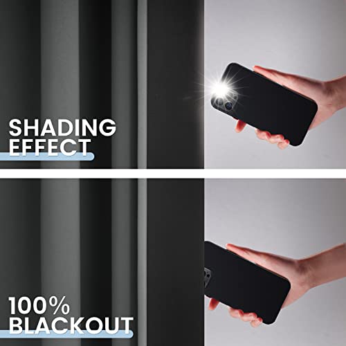 Grey 100% Blackout Curtains Room Darkening Living Room 84 Inch (Grey / 52"W x 84"L (Pack of 2))