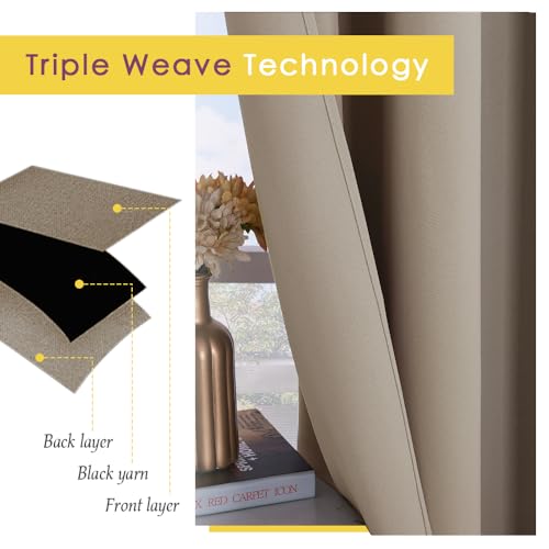 Kitchen Blackout Short Curtain Panels for Bedroom (Taupe / 42"W x 45"L (Pack of 2))