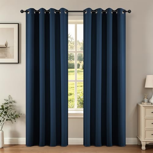 Blackout Curtains 90 inch Long 2 Panels Set (Navy Blue / 52"W x 90"L (Pack of 2))