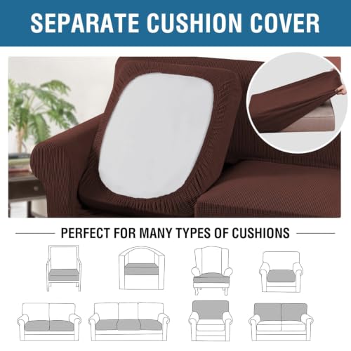 4 Piece Stretch Sofa Covers for 3 Cushion Couch Covers for Living Room Furniture Slipcovers (Large Plus / Burnt Brick)