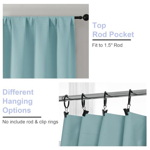 Aqua Blackout Curtains for Bedroom 96 Inches Long 2 Panels (Aqua / 50"W x 96"L (Pack of 2))