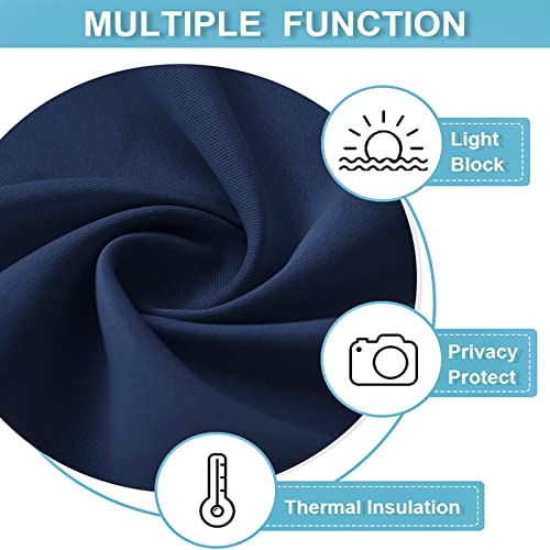 Short Blackout Curtains for Bedroom (Navy Blue / 42"W x 48"L (Pack of 2))