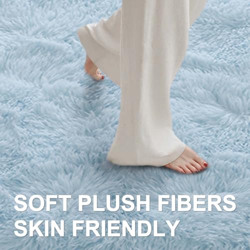 5x7 Ft Shag Area Rug for Bedroom (Db Light Blue / 5' X 7' (Rectangular))