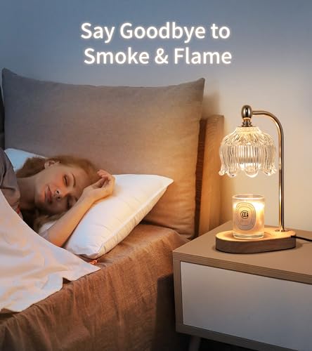 Candle Warmer Lamp with Timer and Dimmer (Gold ‎flower)