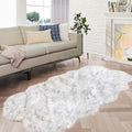 White and Grey 4X6 Faux Sheepskin Shag Fur Runner Rugs for Living Room Bedroom Fluffy Washable Furry Area Rug Nursery Teen Room Décor (4' x 6' (Sheepskin Fur) / White With Grey Tips)