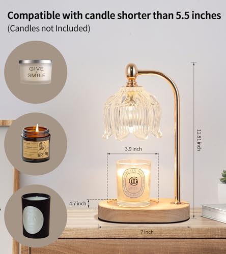 Candle Warmer Lamp with Timer and Dimmer (Gold ‎flower)