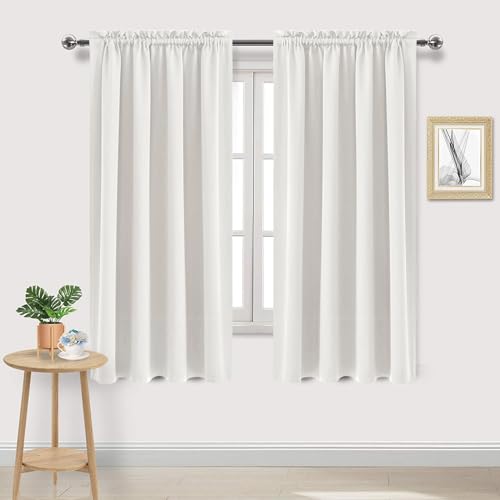 Blackout Curtains for Bedroom Living Room 52 x 63 Inch Long Ivory (Ivory / 52"W x 63"L (Pack of 2))