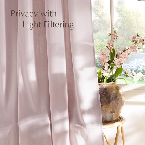 Thick Linen Blush Pink Curtains 2 Panels for Kids Room (Blush Pink / 55"W x 96"L (Pack of 2))