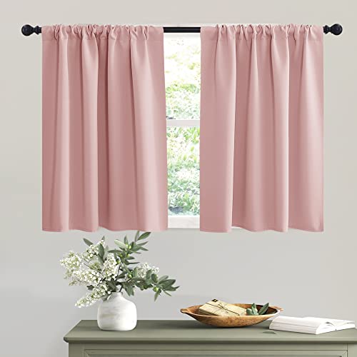 Short Peach Pink Blackout Curtains for Small Bedroom Window Cafe (Peach Blush / 42"W x 36"L (Pack of 2))