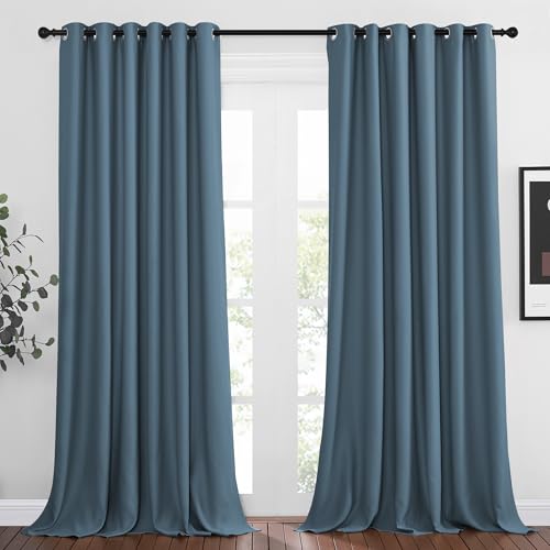 Patio Blackout Curtain Panels (Smoky Blue / 80"W x 95"L (Pack of 2))