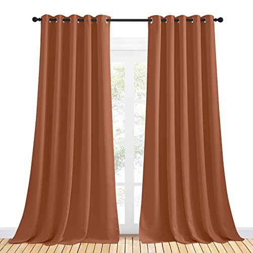 Thermal Insulated Burnt Orange Curtains for Living Room (Burnt Orange / 70"W x 95"L (Pack of 2))