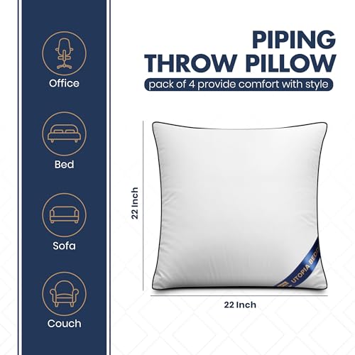 Premium Piping Throw Pillows 22x22 (22x22 Inch)
