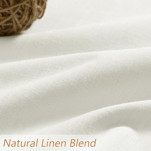 Ivory 100% Blackout Linen Curtains 96 Inch Length 2 Panels Set for Living Room Bedroom Back Tab (Ivory / 52"W x 96"L (Pack of 2))