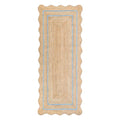 Wave Scalloped Natural Jute Runner (Sky Blue / 2'6"x6' (Runner))