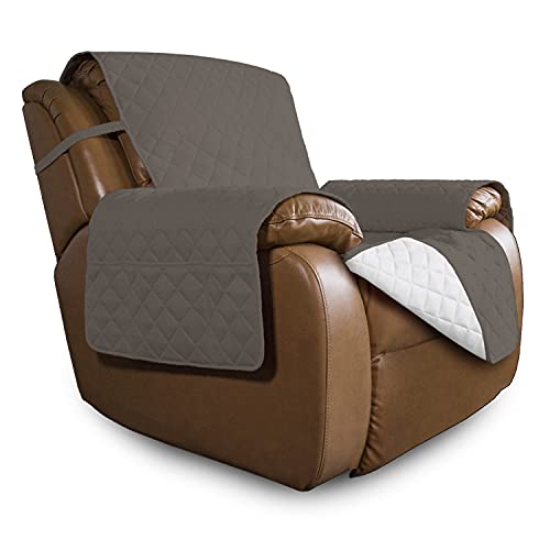 Reversible Couch Cover (Taupe/Ivory / Large Recliner)