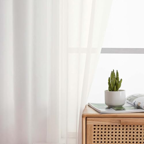 Ivory Sheer Curtain for Bedroom Living Room 78 Inches Long 2 Panels Set (Ivory / 42"W x 78"L (Pack of 2))