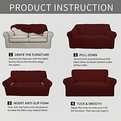 Stretch Oversized Sofa Couch Slipcover Washable Wine (X-Large Sofa / Wine)