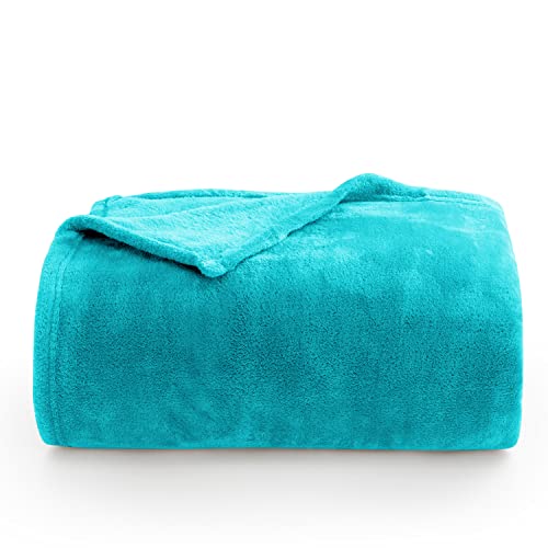 Fleece Blanket Soft Plush Queen Size Bed Blanket Peacock 90"x90" (Teal / Queen(90"x90"))