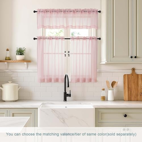 Blush Pink Small Sheer Curtains 2 Panels Set (42"W x 36"L (Pack of 2) / Blush Pink)