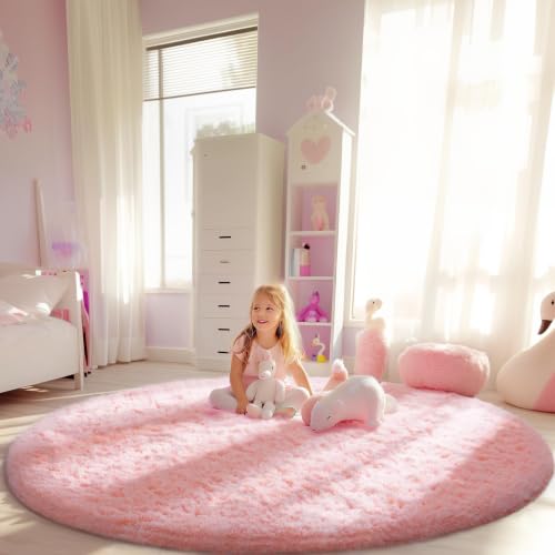 Round Rugs 6Ft Pink Circle Area Rug (5- Pink / 6' (Round))