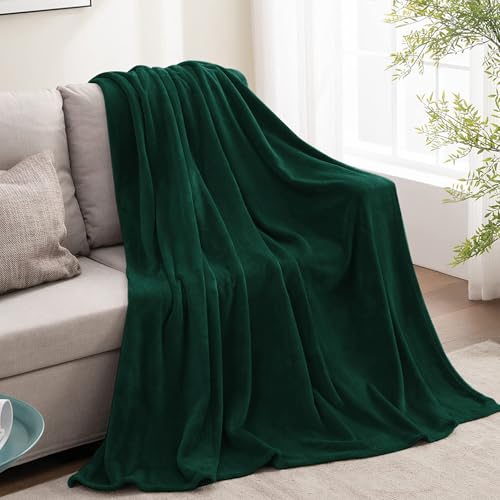Fleece Blanket Soft Plush Twin Size Blanket Forest Green 60"x80" (Forest Green / Twin(60"x80"))