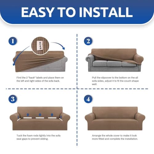 Stretch Couch Covers for Sofa (Camel / Large)