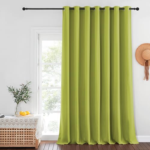 Blackout Patio Curtains 100 x 144 Inches Long for Sliding Door Extral Wide Blackout Curtain Panels Thermal Insulated Room Divider (Fresh Green / 100"W x 144"L (Pack of 1))
