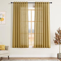 Gold Linen Curtains 63 Inches Long 2 Panel Sets for Living Room Bedroom Rod Pocket Back Tab Light Filtering Drape for Kitchen Window Short Protect Privacy Curtain Modern Farmhouse Decor 52x63 (52"W x 63"L (Pack of 2) / Gold)
