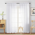 White Sheer Curtains 90 Inches Long 2 Panels (42"W x 90"L (Pack of 2) / White)