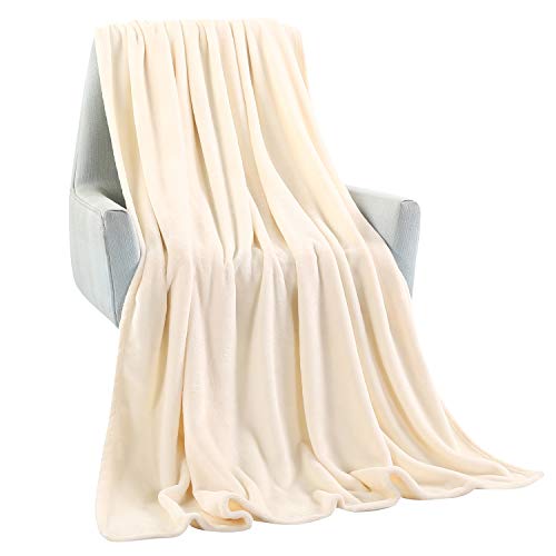 Large Flannel Fleece Throw Blanket (50"x70" / Creamwhite)