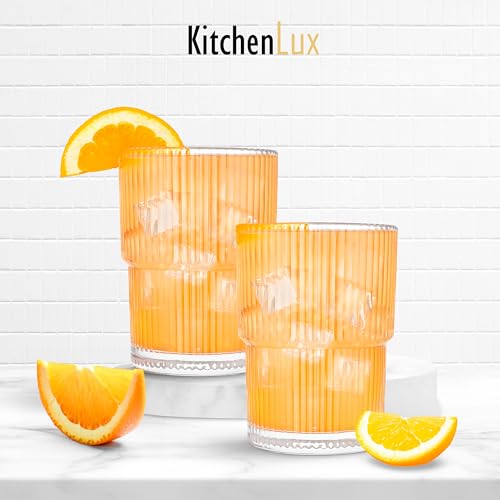 Ribbed Glass Cups 15oz (15 Ounces)