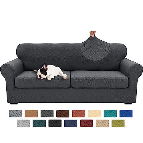 3 Piece Stretch Sofa Cover (71"-91"(2 Cushions) / Dark Gray)
