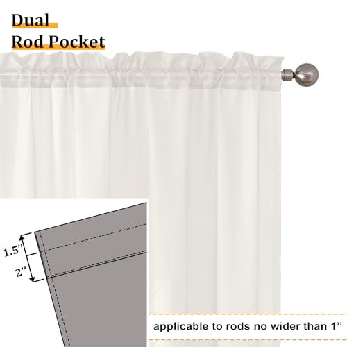108 Inch Ivory Sheer Window Curtains for Farmhouse (59"W x 108"L (Pack of 2) / Ivory)