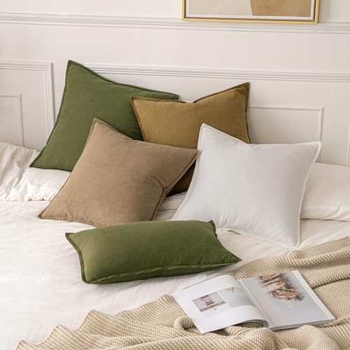 Decorative Linen Pillow Covers 20x20 Inch Khaki (Khaki / 20" x 20" (Pack of 2))