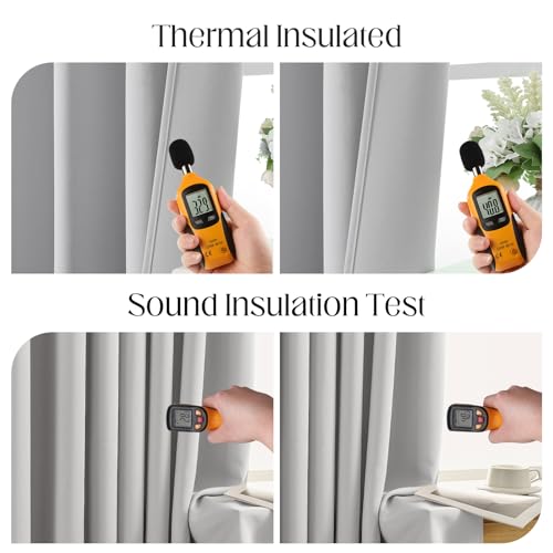 Grayish White Blackout Curtains 54 inch Length 2 Panels Set (Greywish White / 52"W x 54"L (Pack of 2))