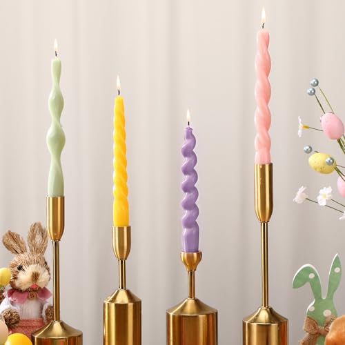 4 Pcs Twisted Taper Candles (Pure / 7.87 Inch / Pastel Color)