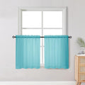 Short Aqua Sheer Curtains 30 Inch Length 2 Panels Set (Aqua / 42"W x 30"L (Pack of 2))
