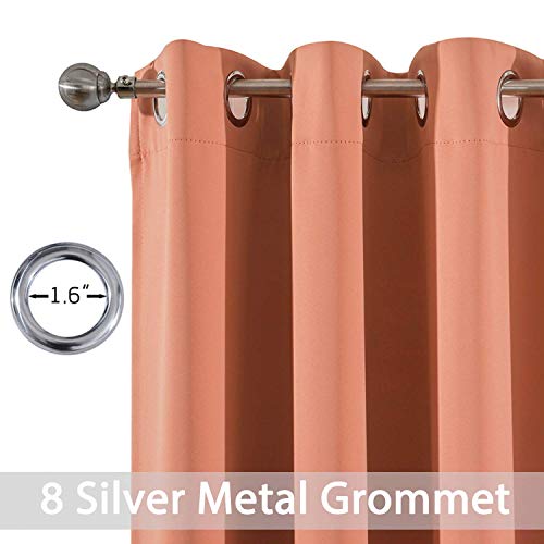 Coral Room Darkening Window Curtains 52x36 Inch for Kitchen (Coral Orange / 52"W x 36"L (Pack of 2))