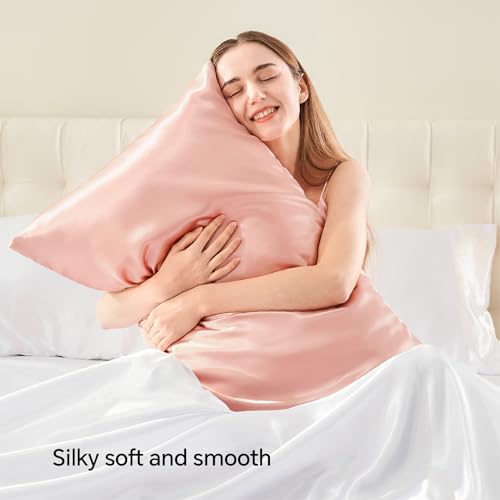 Zipper Satin Pillowcases (Coral / King (20" x 36")-Zipper)